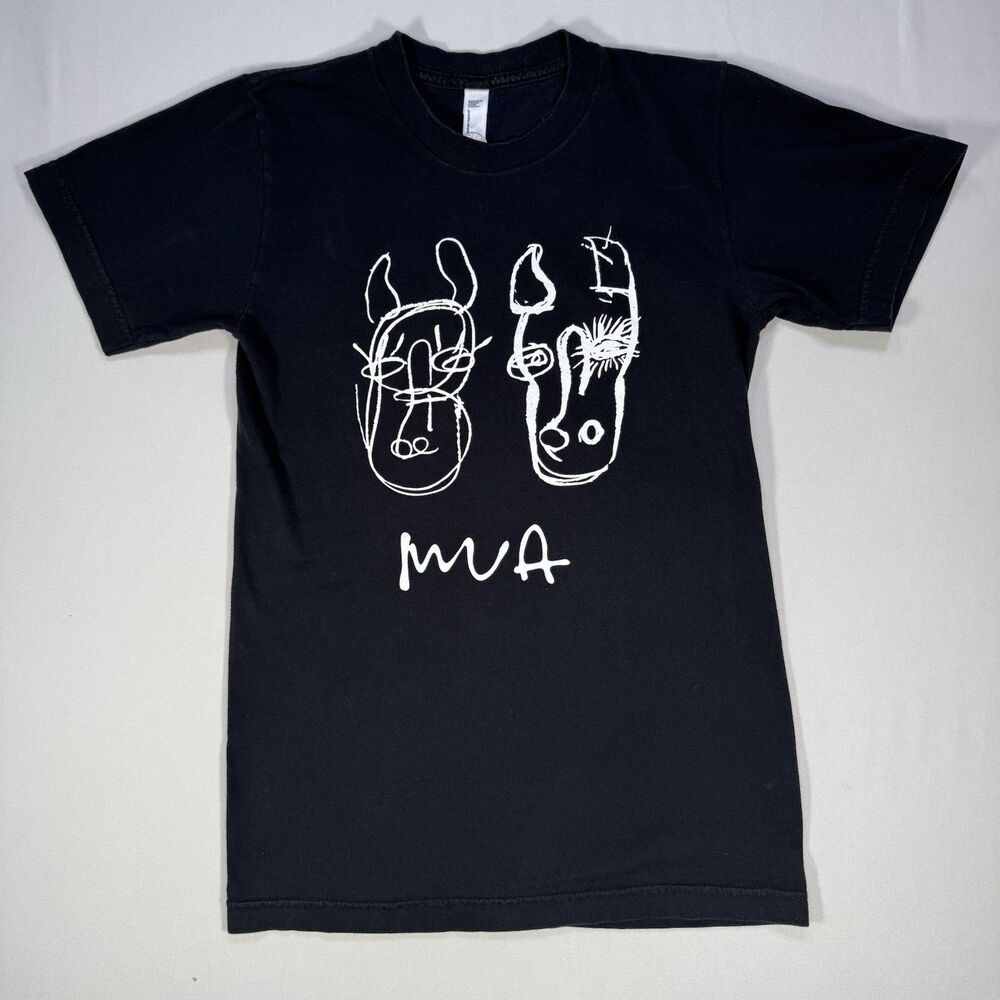 Graphic T-Shirt Black White Abstract Line Art Tee Size XS